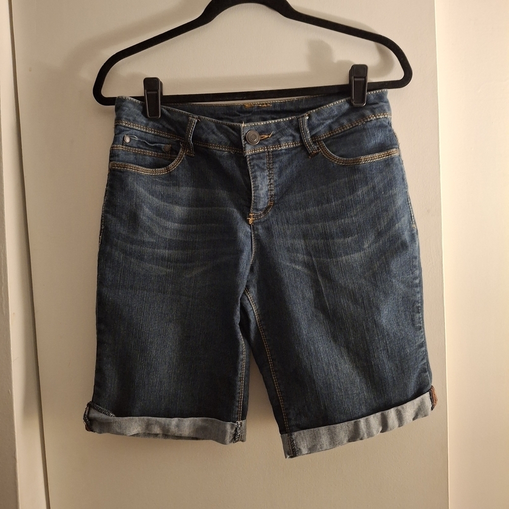 Faded Glory Women's Distressed Bermuda Blue Jean Shorts